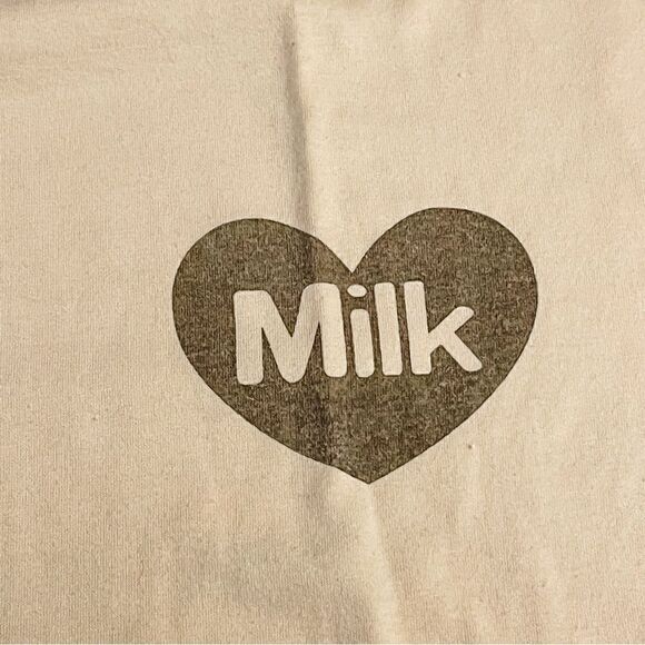 🍋 Uoobox • Women’s “Milk Apricot” Cotton Crewneck T-Shirt Japanese Style Size S - Picture 3 of 6